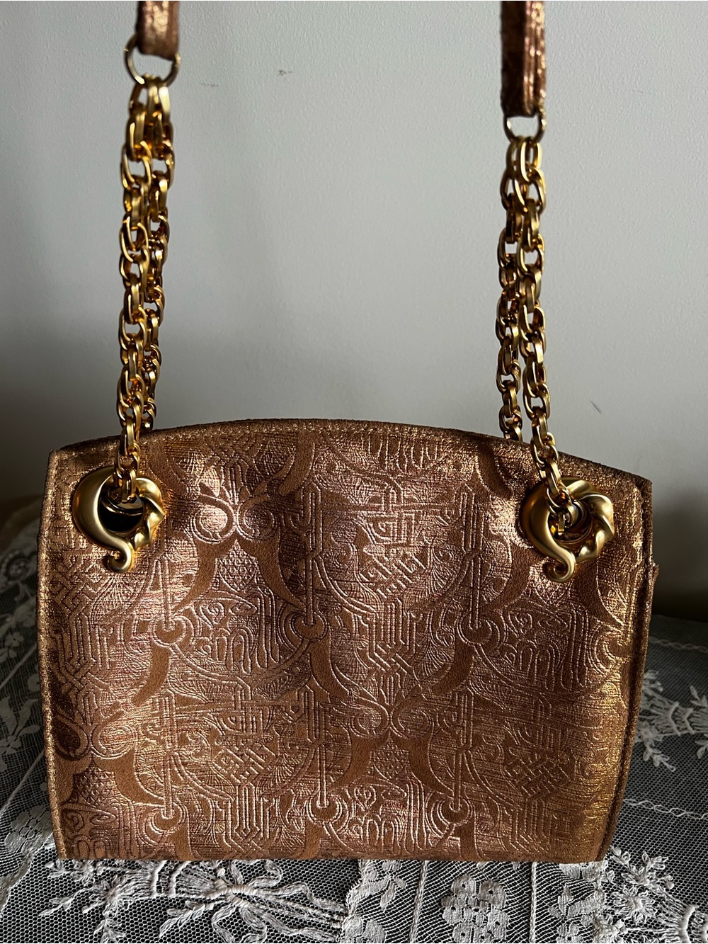 Gorgeous High Fashion Modatt Italy Metallic Gold Leather Shoulder Bag